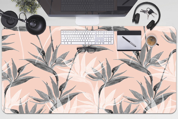 Desk mat Black and white flowers