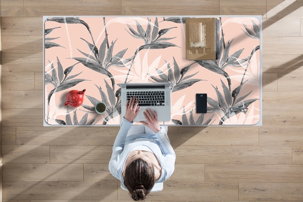 Desk mat Black and white flowers