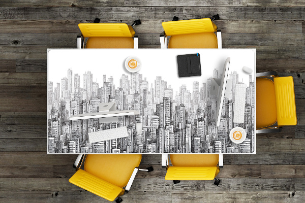 Desk mat Black and white city