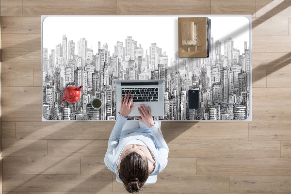 Desk mat Black and white city