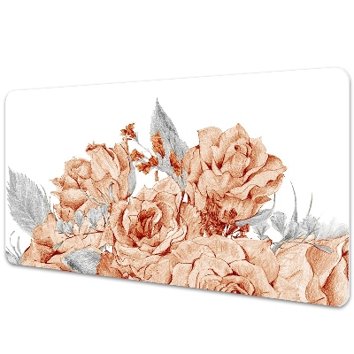 Large desk mat table protector blooming roses