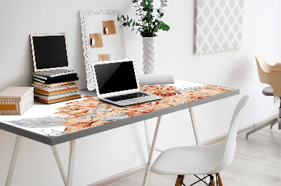 Large desk mat table protector blooming roses