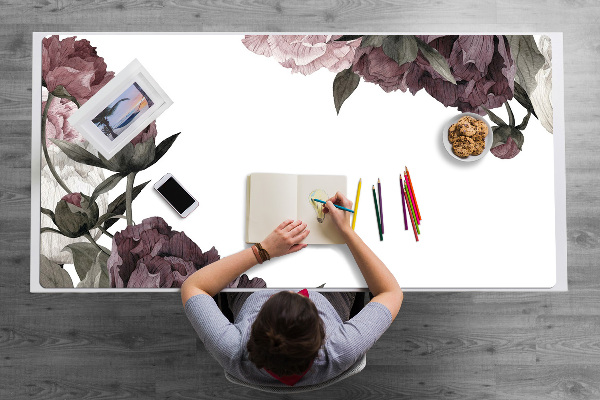 Large desk mat for children Peonies