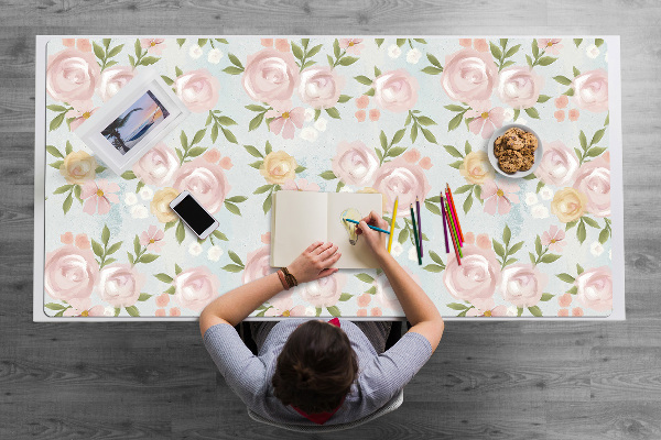 Desk pad watercolor flowers