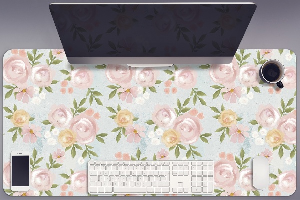 Desk pad watercolor flowers