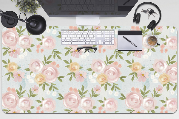 Desk pad watercolor flowers