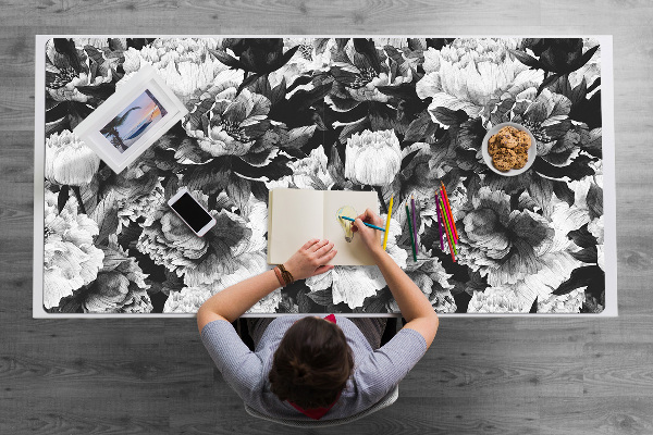 Large desk mat for children Peonies