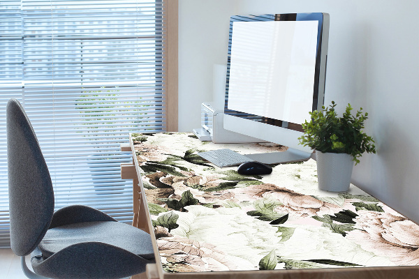 Full desk protector blooming peonies