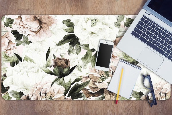 Full desk protector blooming peonies