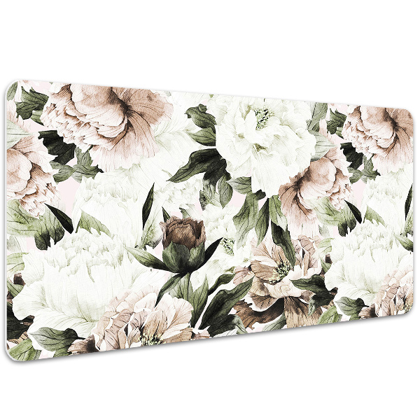 Full desk protector blooming peonies