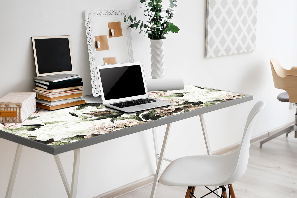 Full desk protector blooming peonies