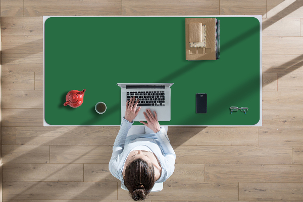 Large desk mat table protector forest green