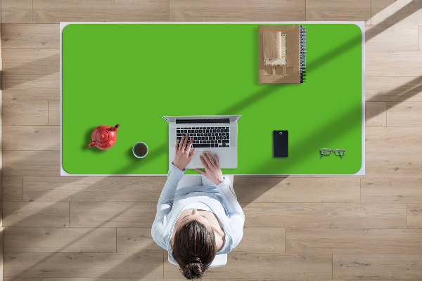 Large desk mat table protector yellowish green