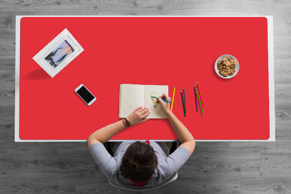 Full desk mat bright red