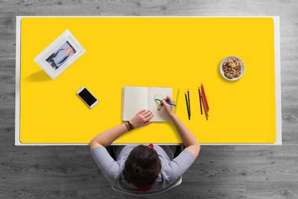 Large desk mat table protector Light yellow
