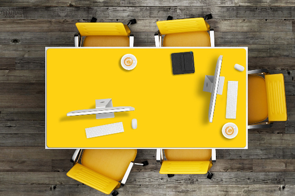 Large desk mat table protector Light yellow