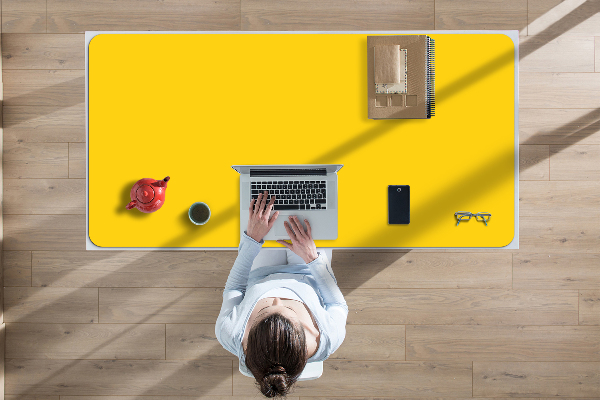 Large desk mat table protector Light yellow
