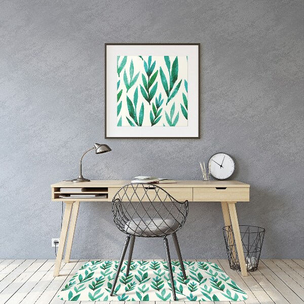 Office chair floor protector Green leaves