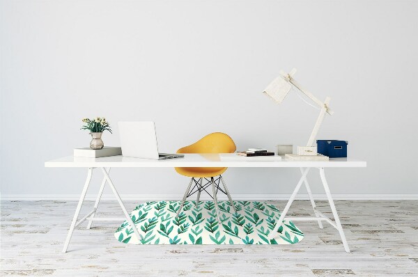 Office chair floor protector Green leaves