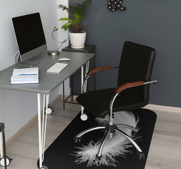 Desk chair mat white feather
