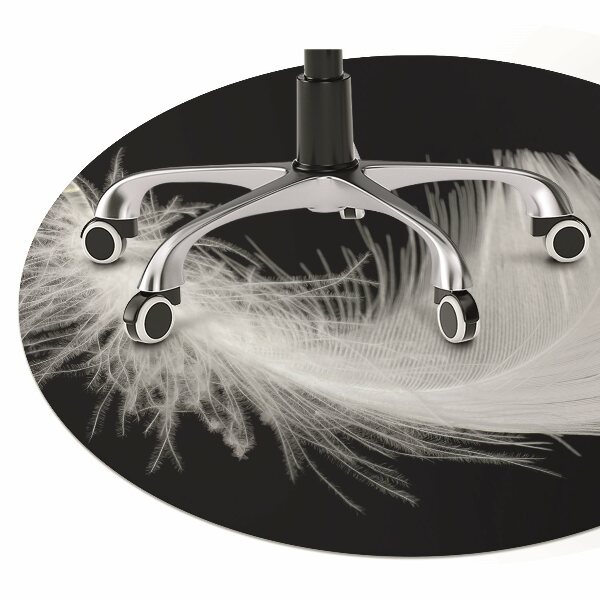Desk chair mat white feather