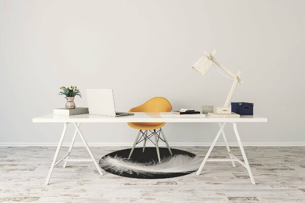 Desk chair mat white feather