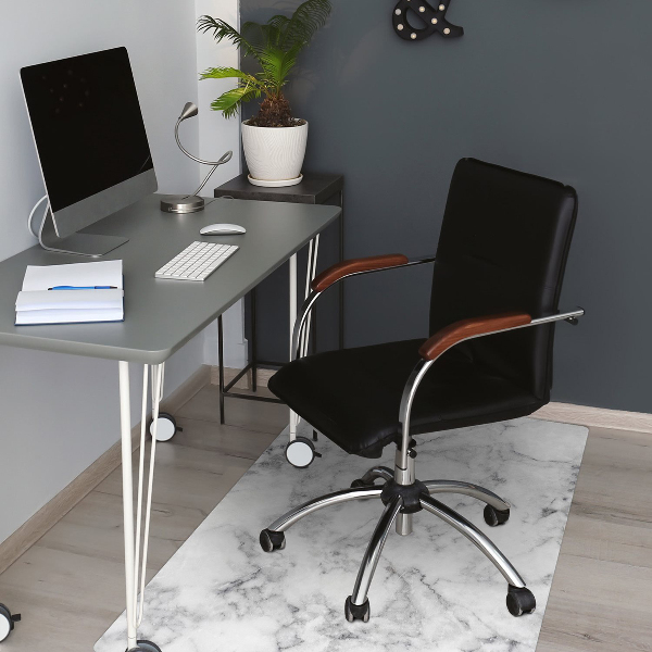 Computer chair mat white marble