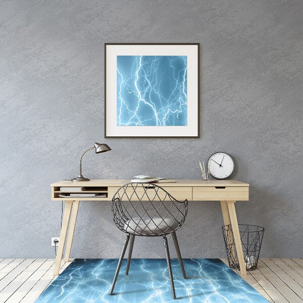 Office chair floor protector blue lightning