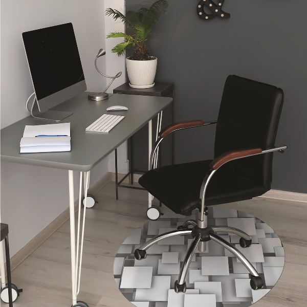 Computer chair mat gray blocks