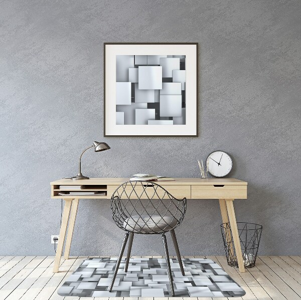 Computer chair mat gray blocks