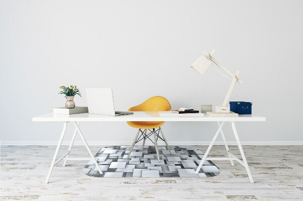 Computer chair mat gray blocks