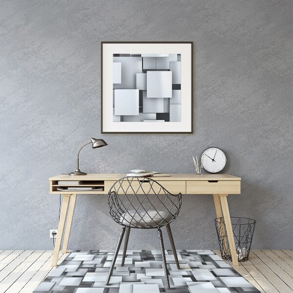 Computer chair mat gray blocks