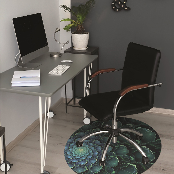 Desk chair mat green flower