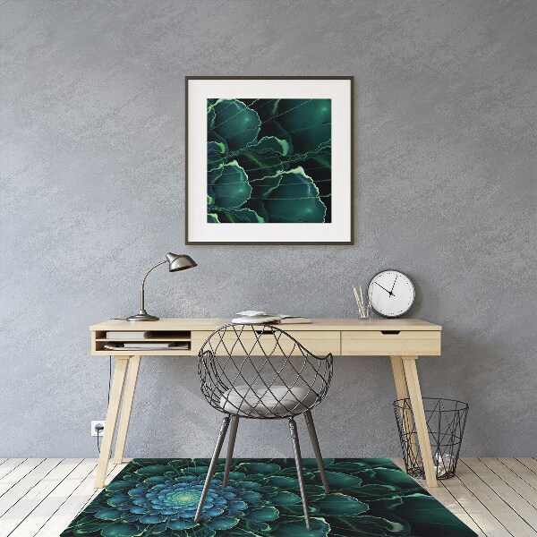 Desk chair mat green flower