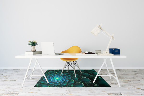 Desk chair mat green flower