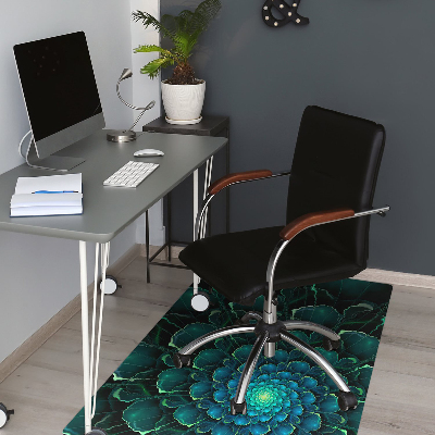Desk chair mat green flower