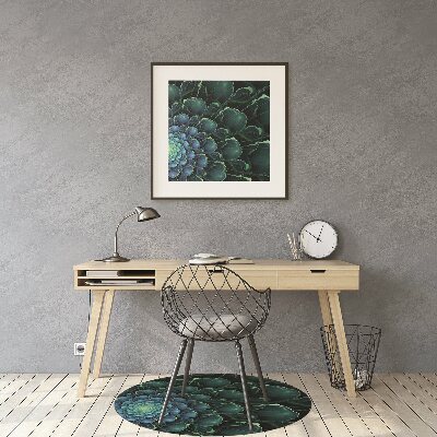Desk chair mat green flower