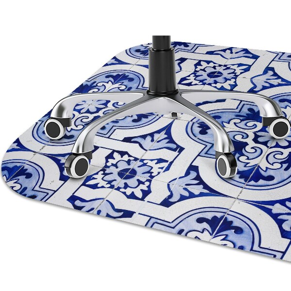 Office chair floor protector blue tiles
