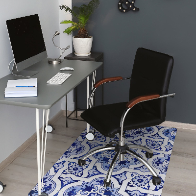 Office chair floor protector blue tiles
