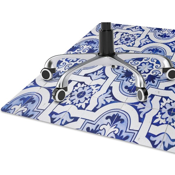 Office chair floor protector blue tiles