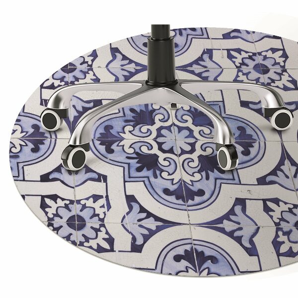 Office chair floor protector blue tiles