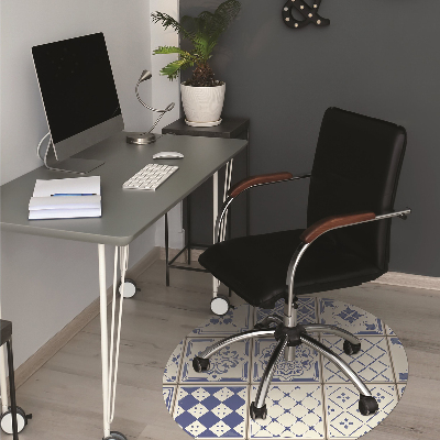 Office chair floor protector tiles blue