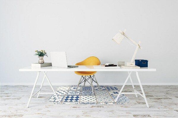 Office chair floor protector tiles blue