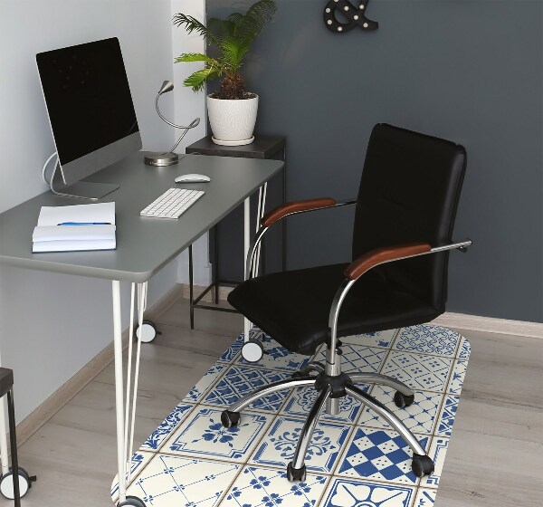 Office chair floor protector tiles blue