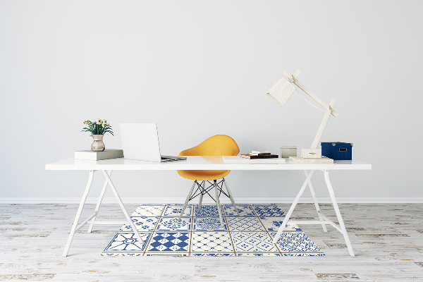 Office chair floor protector tiles blue