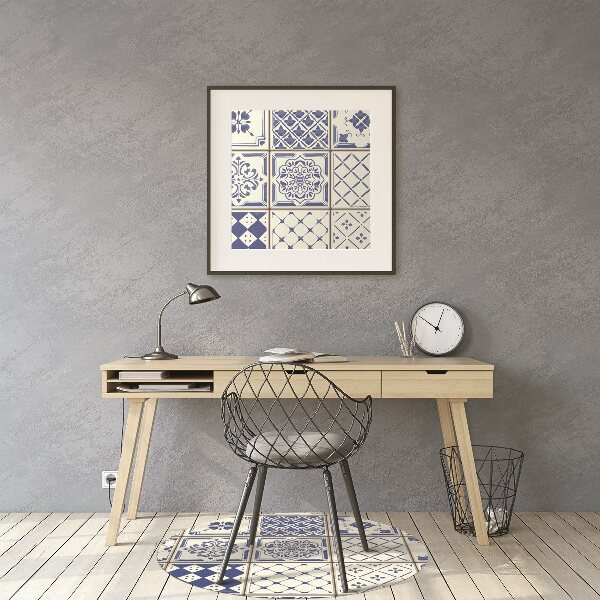 Office chair floor protector tiles blue