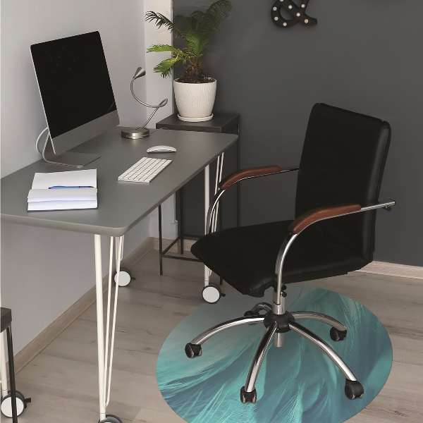 Chair mat floor panels protector blue feathers