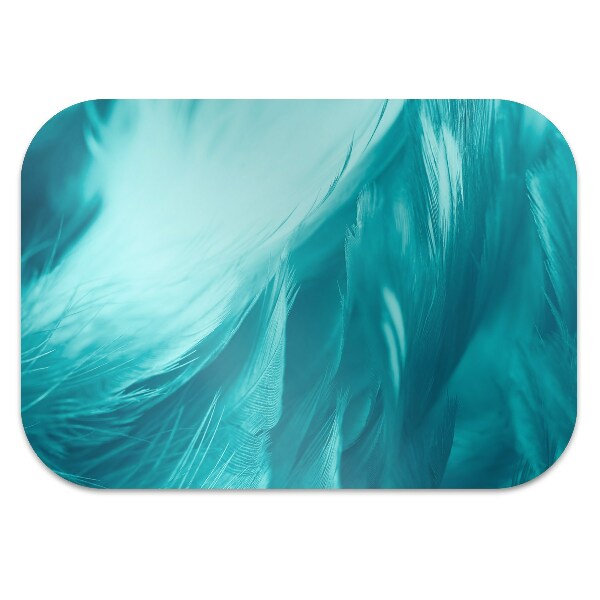 Chair mat floor panels protector blue feathers