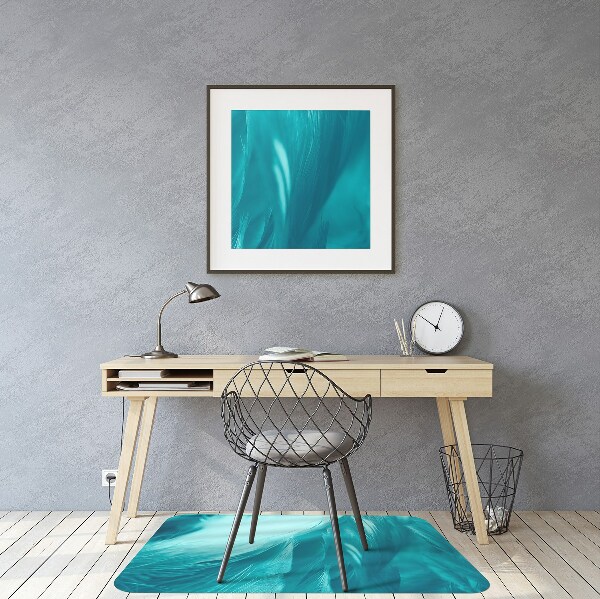 Chair mat floor panels protector blue feathers