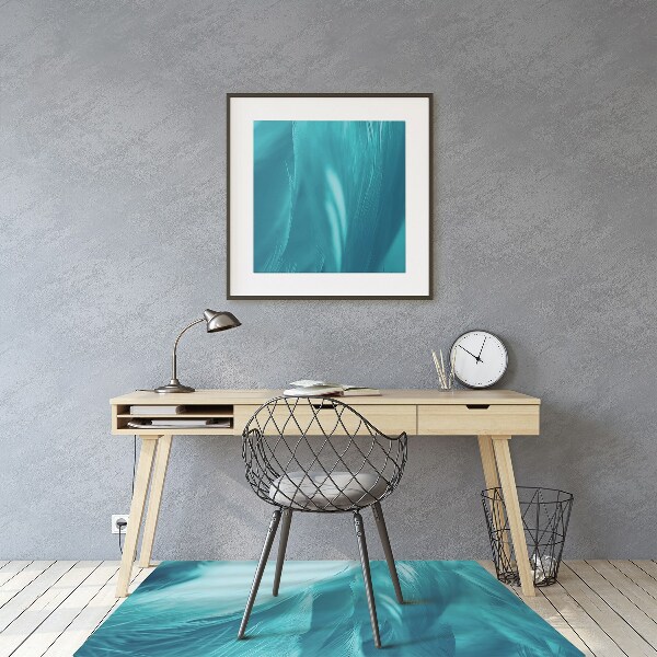 Chair mat floor panels protector blue feathers